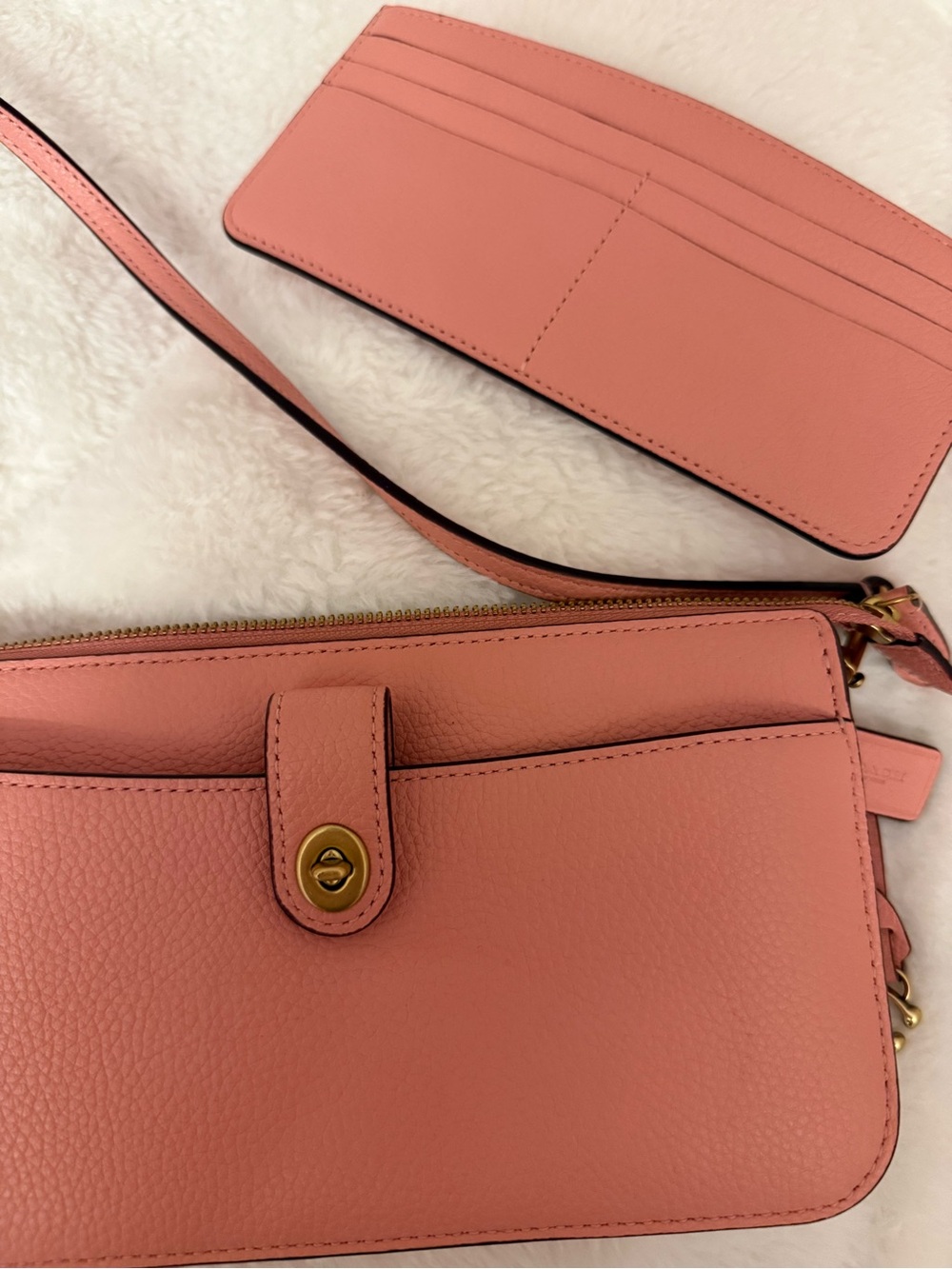 Coach Coral Pink Slim Crossbody with Card Case